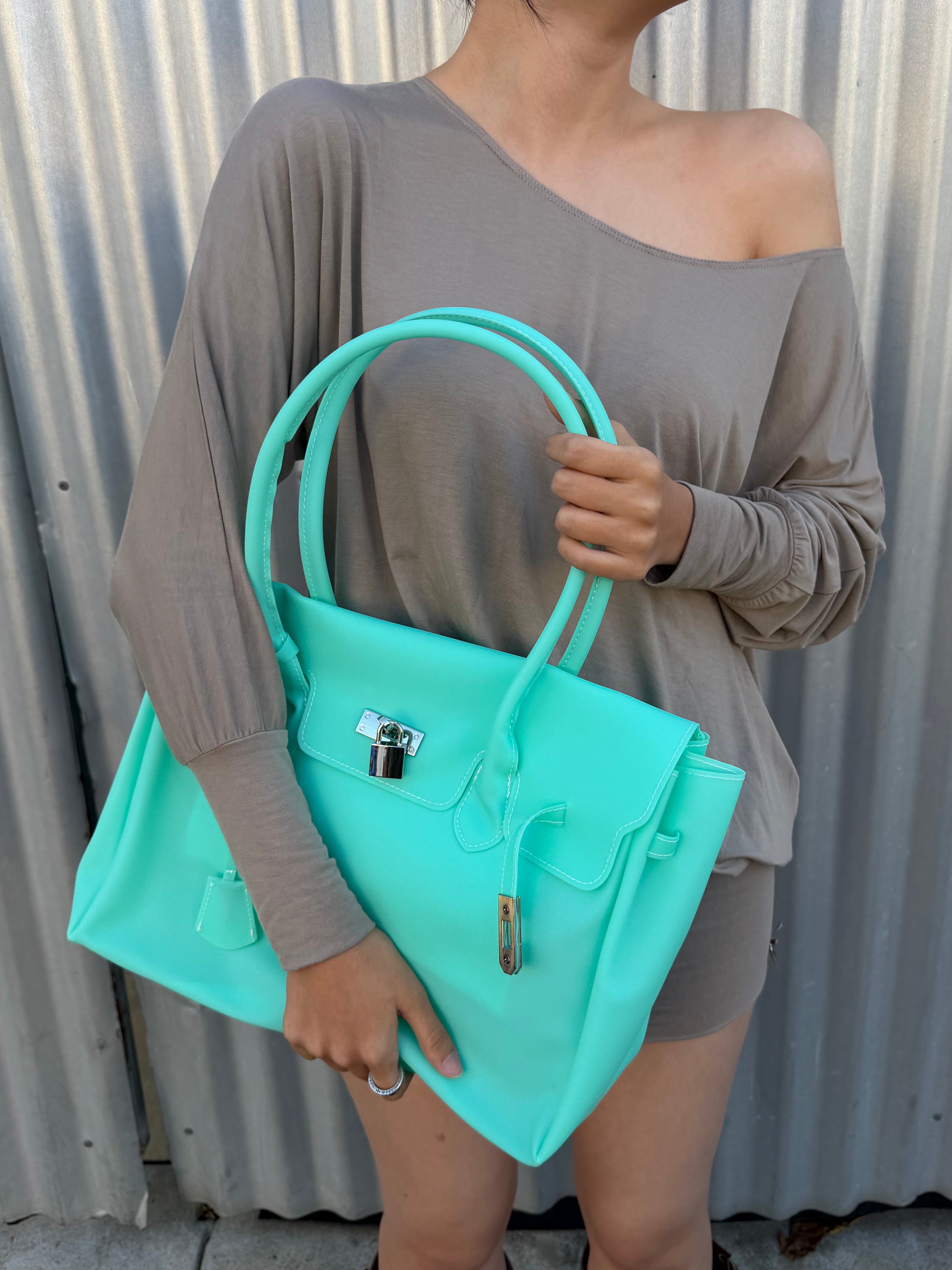 Medium Jelly Firkin Bag — Aqua