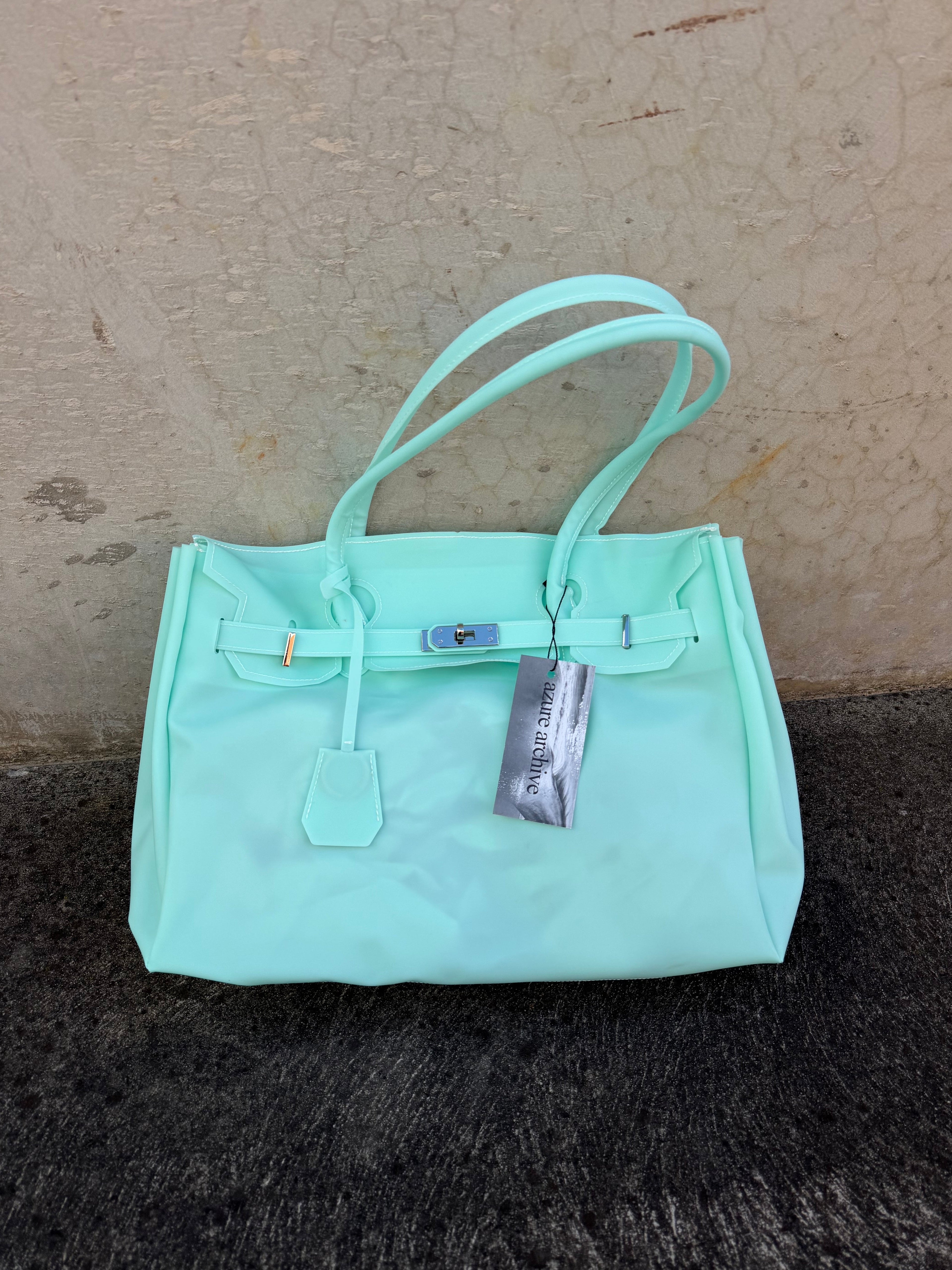 Large Jelly Firkin Bag — Aqua