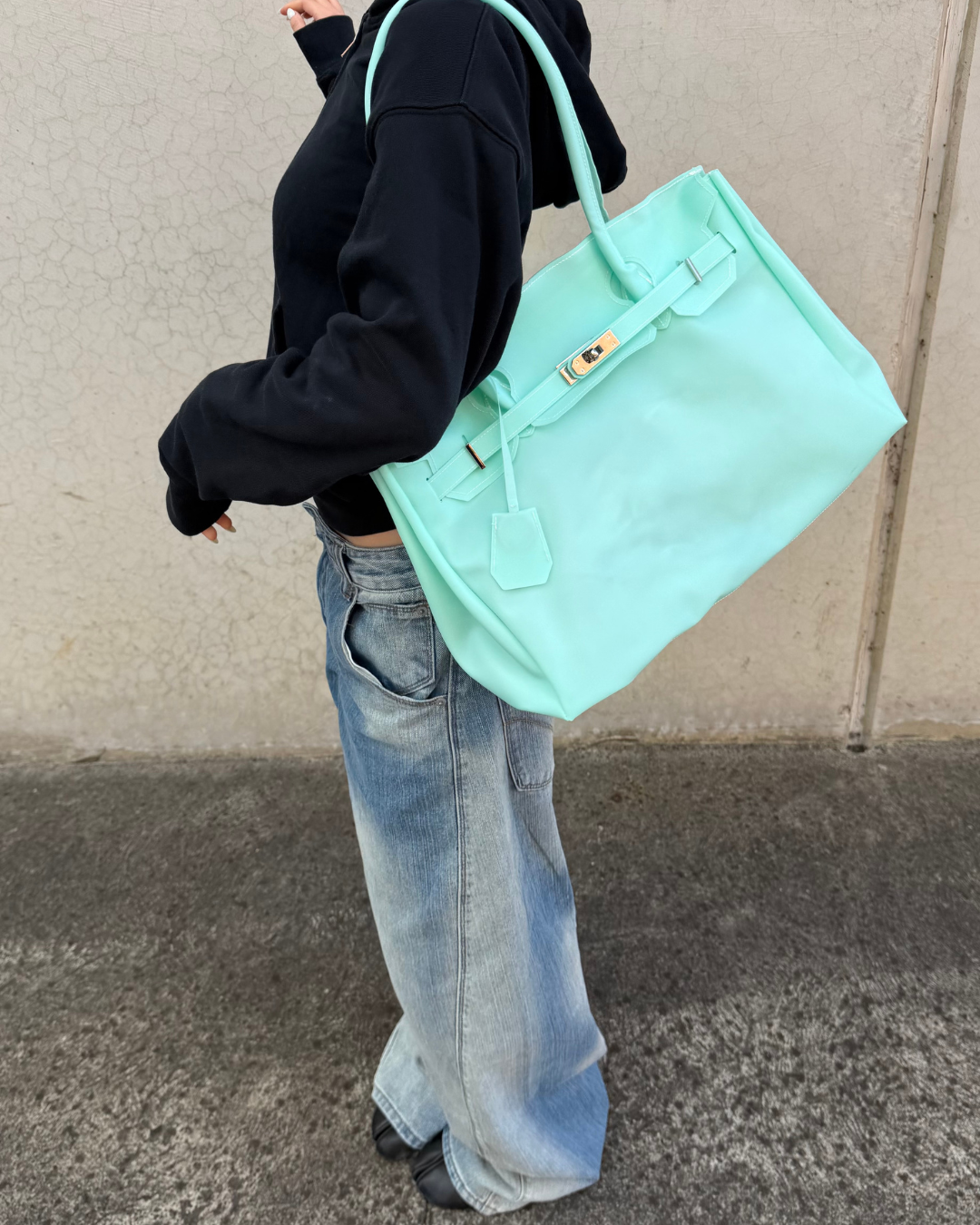 Large Jelly Firkin Bag — Aqua
